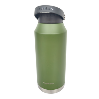 LocknLock 樂扣樂扣 SLO寬口提環保溫瓶, 軍綠色, 1L, 1個