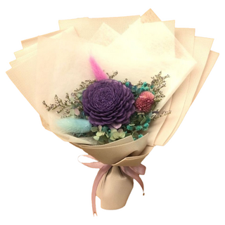 A-ONE 匯旺 大紫索拉玫瑰花 藍紫色繡球花 永生花束 乾燥花束, E款 彩色