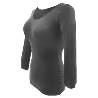 GIAT 吉亞特 石墨烯彈力女保暖發熱衣 台灣製造 女著長袖款, Free(胸圍30~38吋 腰圍22~42吋), 墨黑色