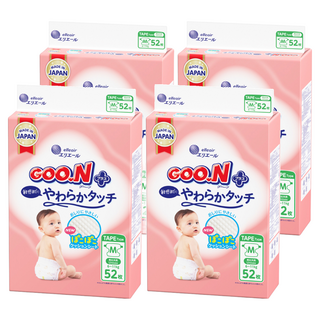 GOO.N 大王 日本境內版 SJ柔觸肌系列 黏貼型尿布 6~11kg, M, 208片