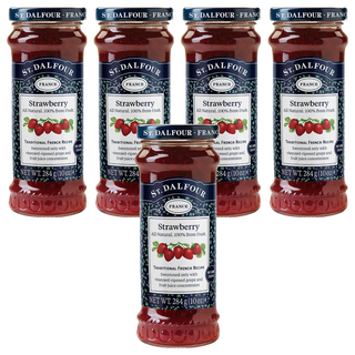 ST.DALFOUR 聖桃園 草莓果醬 法國原裝進口 100%純水果 無添加蔗糖, 284g, 5罐