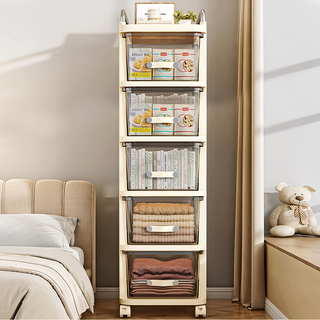 AOTTO 創意傢俱 30面寬五層附輪抽屜收納櫃 AC-215, 奶油色, 1個