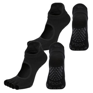 NicoFun 愛定做 露腳趾腳背防滑瑜伽襪 女襪 2雙