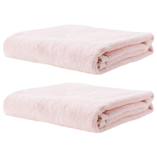 non-no 儂儂 驚吸水雙色毛巾 100%純棉 臺灣製造 雙股紗 長毛綿 飯店等級 35x77cm, 蜜糖粉, 2條