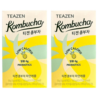 TEAZEN 康普茶沖泡飲 鳳梨口味 含12種活性乳酸菌 0糖低熱量 50g, 5g, 10條, 2盒