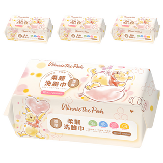ONEDER 旺達棉品 洗臉巾, 小熊維尼, 4包