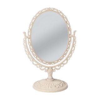 復古歐式化妝鏡 19x13x高29.2公分, 米白色