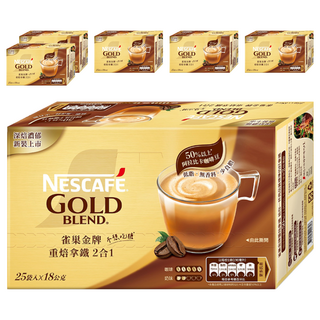 NESCAFE 雀巢咖啡 金牌咖啡二合一重焙拿鐵, 18g, 25包, 6盒