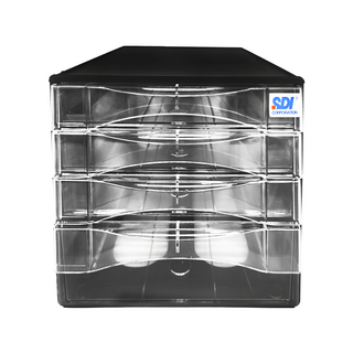 SDI 手牌 桌上型資料櫃 A4, 桌上型抽屜 黑色 + 透明色, 4層