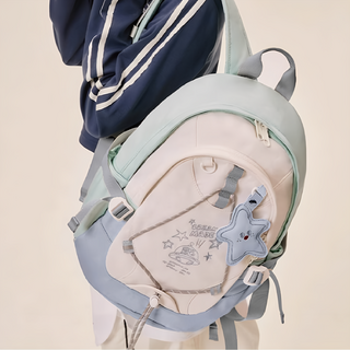 Vanwalk 出走 新配色奶糖兔學生星星後背包 V2554 640g, 薄荷藍