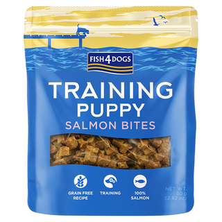 FISH4DOGS 幼犬適用訓練零嘴 鮭魚脆丁, 無穀配方, 100% 鮭魚, 80g, 1包