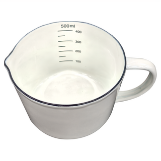 日式加厚琺瑯量杯 露營杯, 白色, 500ml, 1個