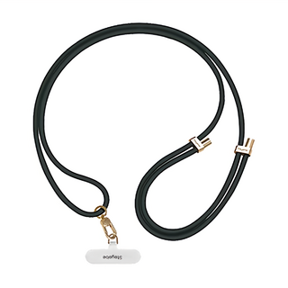 Stoyobe 親膚矽膠防水手機吊繩墊片組 全長150cm, 黑色, 1組