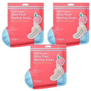 FRUDIA 給足面子 桃氣3D嫩足膜, 溫和去角質, 舒緩足部疲勞, 40g, 1雙, 3包