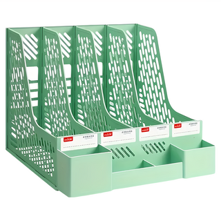 德利生活 4格莫蘭迪色文件收納架, 綠色, 1個