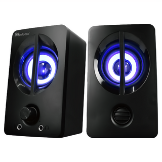 infotec 英富達 2.0聲道USB二件式喇叭 800W 質感藍色LED燈飾, INF-SP-U03, 黑色