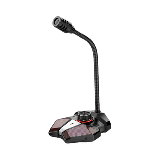 Home Planet USB桌上型彎管式麥克風, 360°全向收音, 可調音量, 降噪, 一鍵靜音, 電競風格, V-GM01