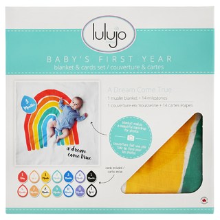 lulujo寶寶成長包巾卡片組 100%純棉 紀錄新生兒第一年黃金成長期