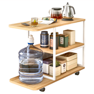 AOTTO 創意傢俱 客廳茶几/邊桌/邊櫃 80*30*65CM 木紋 密度板 附萬向輪