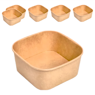 牛皮紙正方形碗 170 x 170 x 75mm 7號 1.4L, 50個, 6袋
