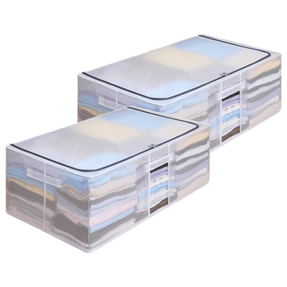 超大防水床底收納箱 90L, 特大(80 x 47 x 24.4cm), 透明, 2個