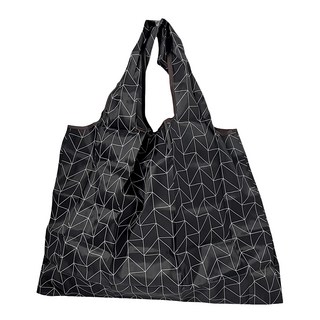 FIFOO 環保購物袋 58 x 40cm 黑底幾何白線條 超質感厚實大容量 承重15-20kg, 1個