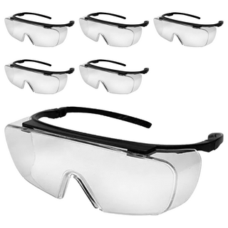 PANRICO 百利世 專業安全護目鏡，防飛沫 防風沙 防噴濺，PC塑膠鏡片，抗紫外線 防霧鏡面，可調整框架, 6個, JT-G-P0001