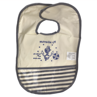 日本千趣會 寶寶圍兜 Set 2件 棉/防水面: EVA塑膠加工, 灰船錨, 1組