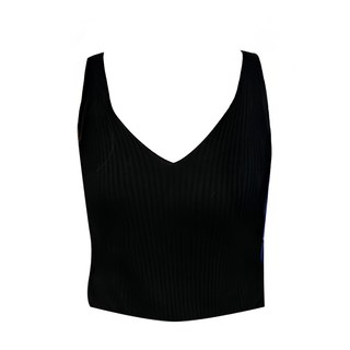 BUY LOVE 買到戀愛 大V領薄款針織無袖背心 M2205 M 無袖上衣 女, 黑, 2件