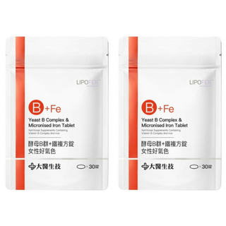 大醫生技 酵母B群+鐵複方錠 女性好氣色, 30顆, 2包