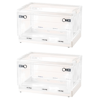 三開摺疊收納箱, 白色, 737 特大號(60 x 42 x 33.5cm), 2個