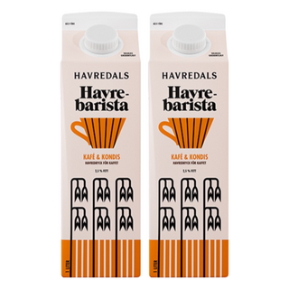 HAVREDALS 咖啡師燕麥奶 適合搭配咖啡豆 無糖分添加 不含乳糖, 1L, 2瓶