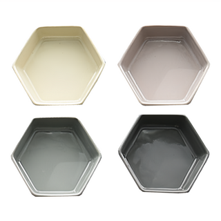 PRELUDE 六角形醬料碟 1組, 陶瓷材質, 適用於食品接觸用途, 粉色+米白色+淺灰色+深灰色