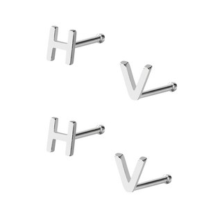 Brilliant Beauty 耀眼美人 快樂勝利銀色字母養耳棒醫療鋼 鈦鋼耳環, 銀色