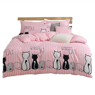 Blue Cat 藍貓 柔軟棉床包 單人, 186 x 105cm, 天生一對