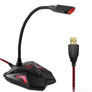 e-kit 逸奇 USB電競款編織線麥克風 獨立耳機孔, MIC-G05, 黑紅造型