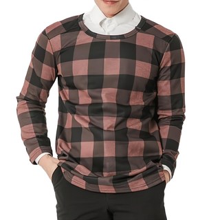 MI MI LEO 韓版時尚刷毛經典格紋機能服 寬版, 酒色