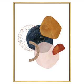 Boluo 菠蘿選畫所 幾何 莫蘭迪色塊II (APGP4638) PS環保樹酯框+油画布+松木內框, 59.4 x 42cm, 木色外框