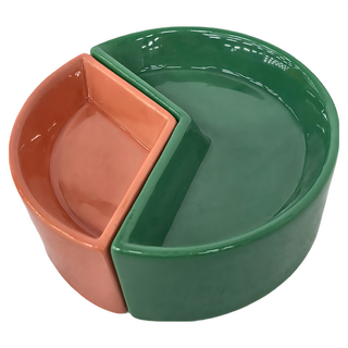 VETRESKA 未卡 寵物分食碗 陶瓷 底部TPR防滑 高溫燒製不易變形, 綠色 + 粉色, 1組