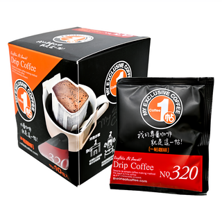 一帖咖啡 NO.320 濾掛式咖啡包 口感蜂蜜般滑順 帶濃郁香草韻味 尾韻轉化成奶油與巧克力口味 新鮮烘焙咖啡豆製成 香氣十足, 12g, 10包, 1盒