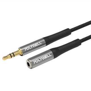 POLYWELL 寶利威爾 3.5mm AUX立體聲音源延長線 公對母 3極 PW15-W52-B123 3m, 黑色, 1條