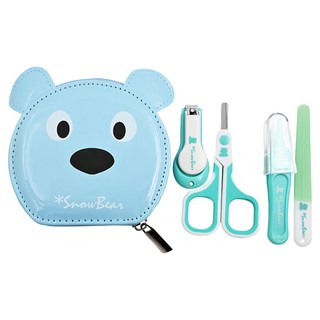 Snow Bear 小白熊 嬰兒指甲護理套裝 鑷子 指甲剪 指甲刀 銼刀, 藍色 + 綠色 + 白色, 1組