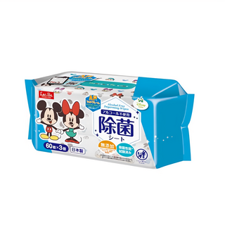 LEC 迪士尼抗菌濕紙巾 米奇米妮，無添加，60抽x3個入, 60枚, 1袋