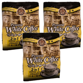 COFFEE TREE 咖啡樹 金裝檳城白咖啡 三合一 經典原味 600g, 40g, 15包, 3袋