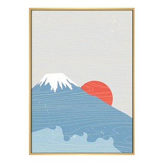 日出的富士山 木框 PS環保樹脂框+油畫布+松木內框, 40 x 30cm, 木色
