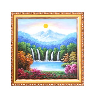 命運好好玩 湯鎮瑋 財水入庫金碧五富風水畫 48 x 48cm 棕色