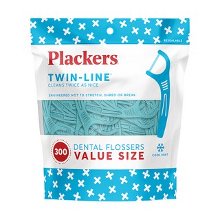 Plackers 派樂絲 雙線倍潔亮白牙線棒 300支 薄荷香氣, 7.8cm, 1包