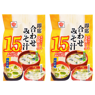 Masuya Miso 升屋 15食入綜合即食味噌湯 含3種食材：裙帶菜、豆腐和青蔥, 300g, 2袋
