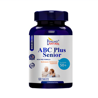 ESMOND NATURAL 愛司盟 ABC Plus 活力綜合維他命 專為50歲以上成人設計 含多種維生素、礦物質、葉黃素、茄紅素, 60錠, 133g, 1罐