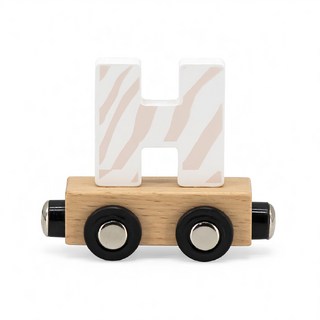 TRYCO 木製字母火車 1入 字母積木火車玩具 激發孩子認知能力 增進親子互動, H, 7.6 x 3 x 6.5cm